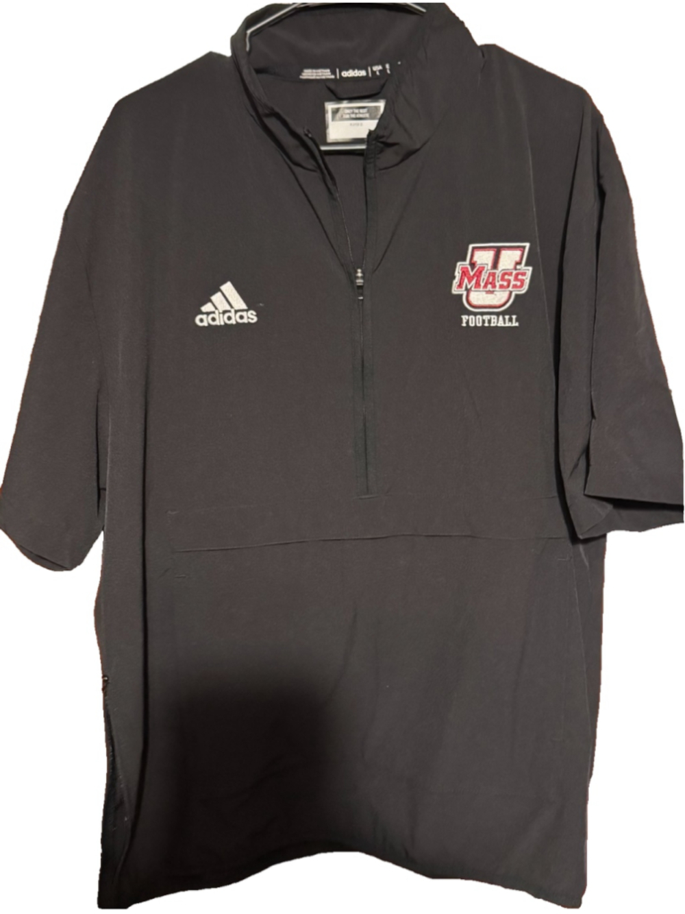 UMass Minutemen S/S 1/4 Zip Football Adidas Men's Sz L Black